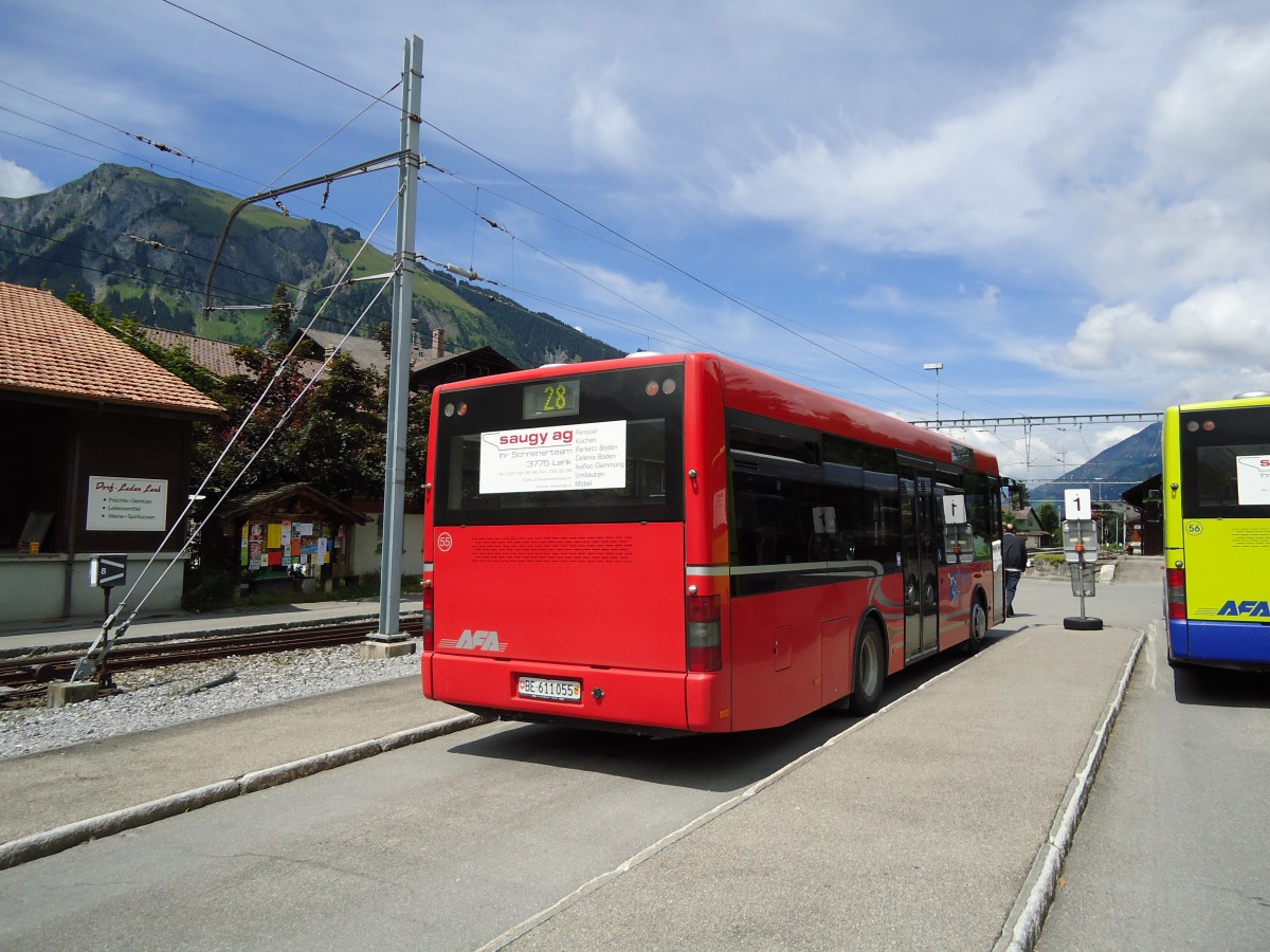 (128'046) - AFA Adelboden - Nr. 55/BE 611'055 - MAN/Gppel am 25. Juli 2010 beim Bahnhof Lenk