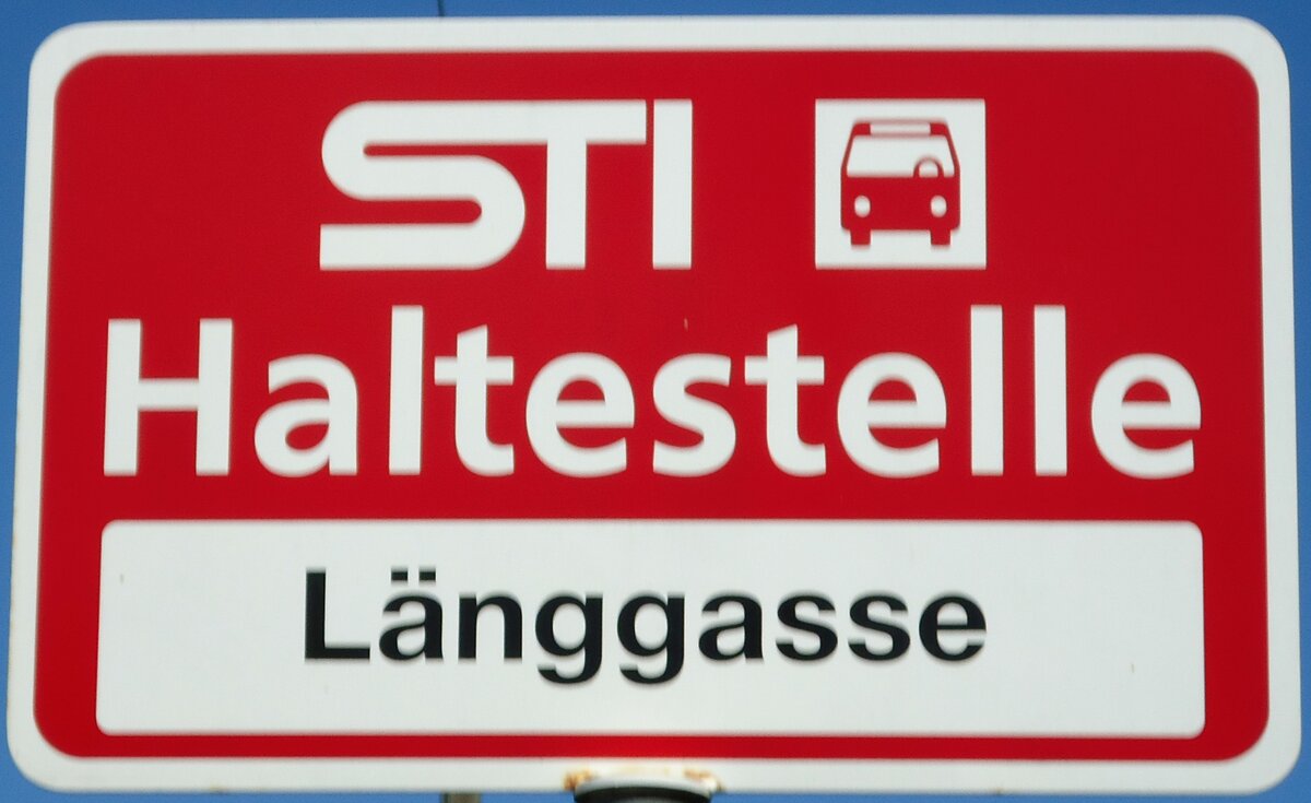 (128'192) - STI-Haltestellenschild - Thun, Lnggasse - am 1. August 2010