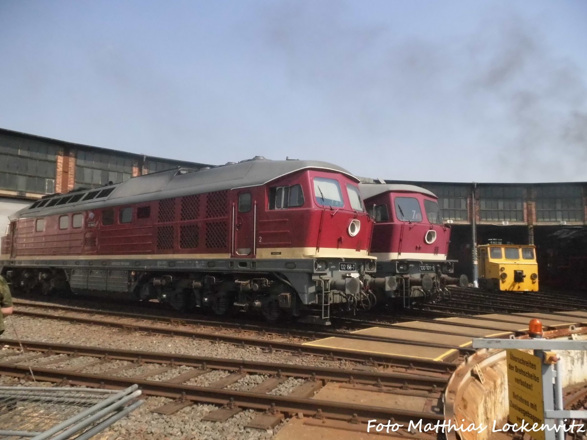 130 101 und 132 158 und ein ASF im Bw Halle G in Halle (Saale) am 4.7.15