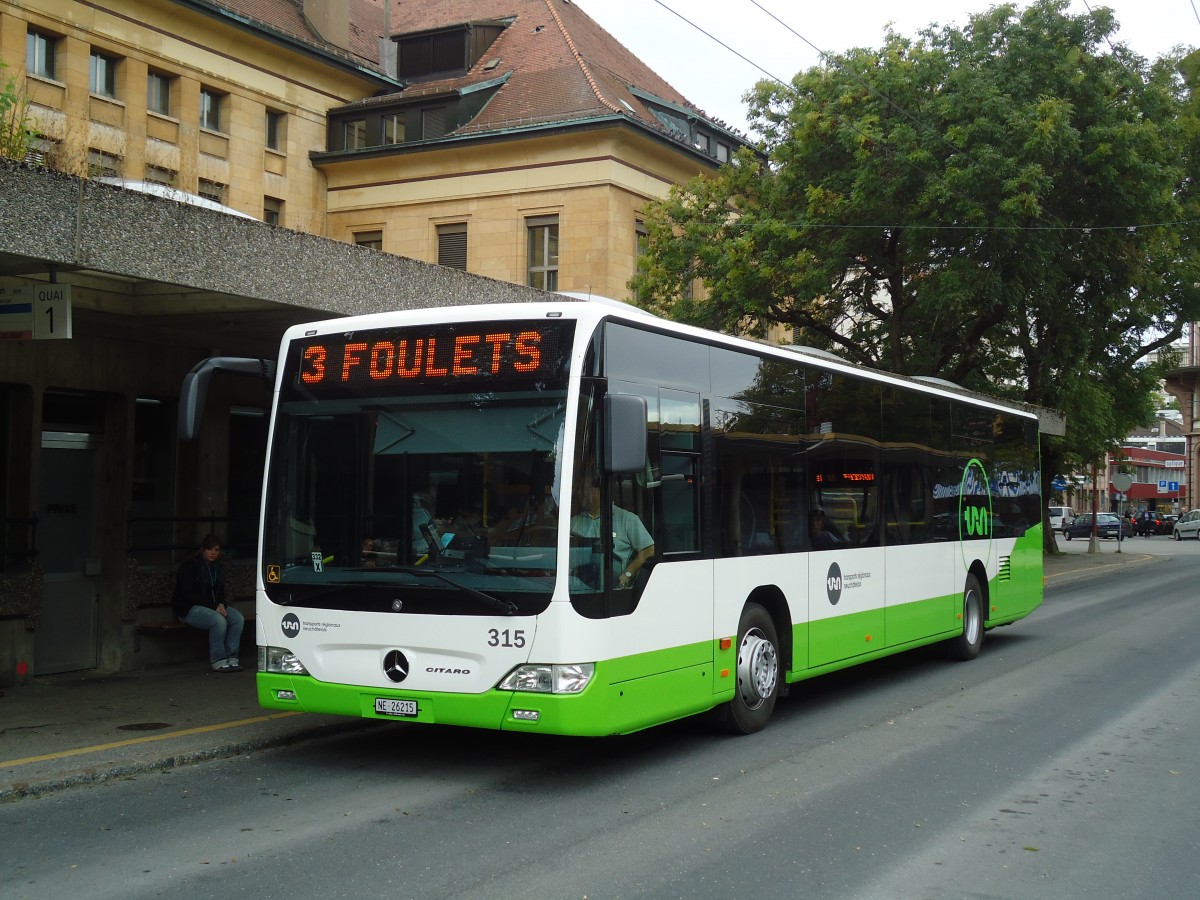 (130'160) - TRN La Chaux-de-Fonds - Nr. 315/NE 21'215 - Mercedes am 4. Oktober 2010 beim Bahnhof La Chaux-de-Fonds