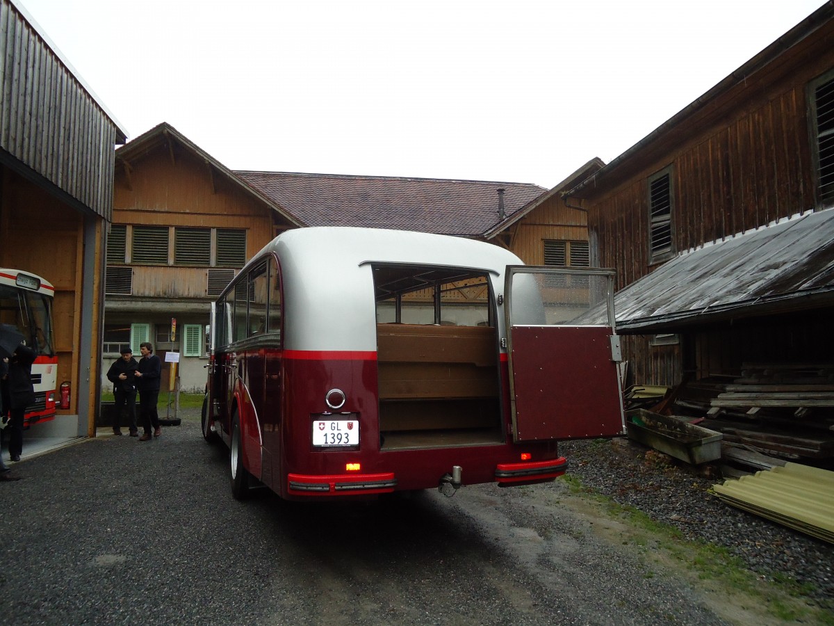 (130'804) - Biegger, Ziegelbrcke - Nr. 2/GL 1393 - Saurer/Lauber (ex Tlverbier, Verbier Nr. 2; ex Werkbus; ex Rey, Ayent) am 24. Oktober 2010 in Ziegelbrcke, Museum