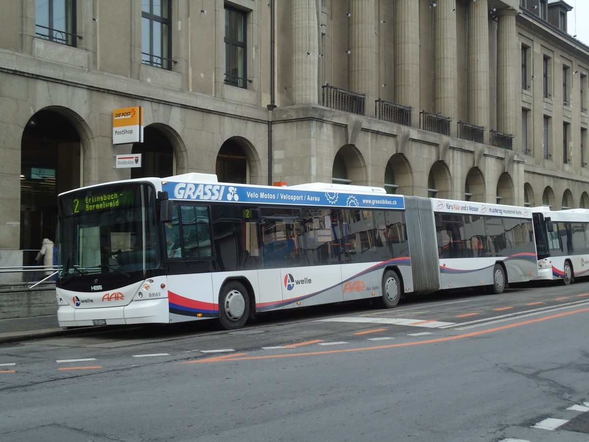 (131'608) - AAR bus+bahn, Aarau - Nr. 171/AG 374'171 - Scania/Hess am 15. Dezember 2010 beim Bahnhof Aarau