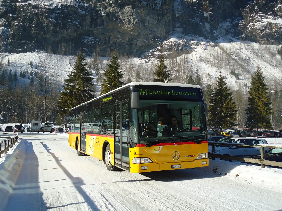 (131'835) - Schmocker, Stechelberg - Nr. 3/BE 203'025 - Mercedes am 30. Dezember 2010 in Stechelberg, Schilthornbahn