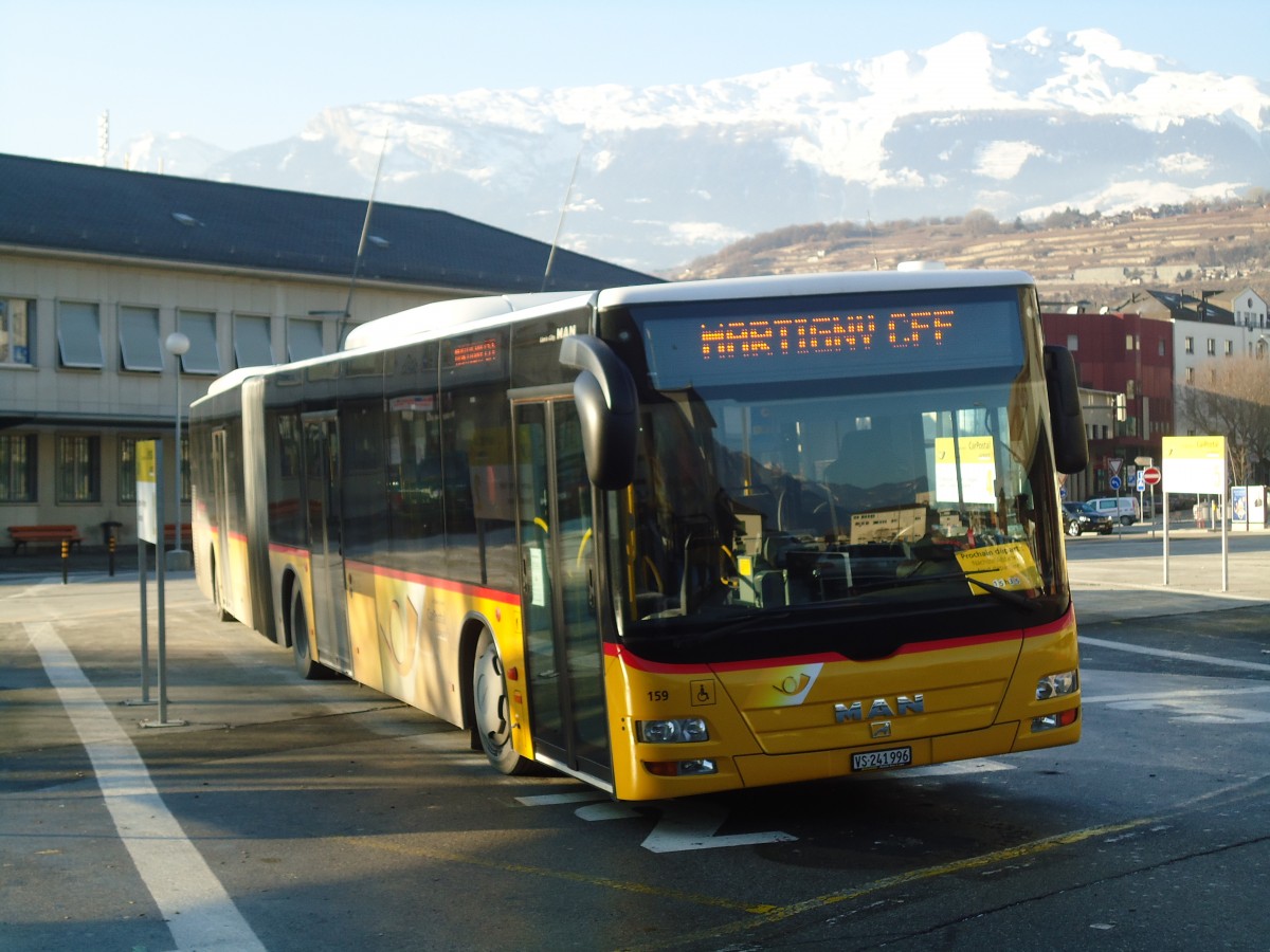 (131'971) - Buchard, Leytron - Nr. 159/VS 241'996 - MAN am 2. Januar 2011 beim Bahnhof Sion