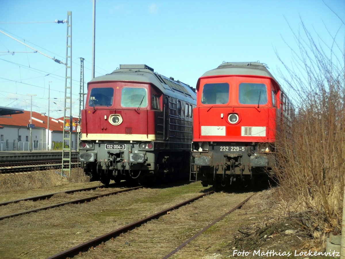 132 004 und 232 229 der LEG abgestellt im Delitzsch am 28.2.17