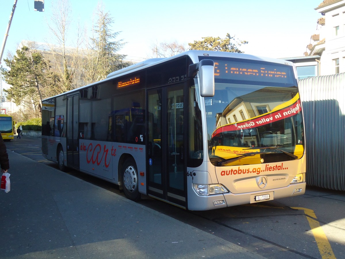 (132'581) - AAGL Liestal - Nr. 64/BL 7233 - Mercedes am 7. Februar 2011 beim Bahnhof Liestal