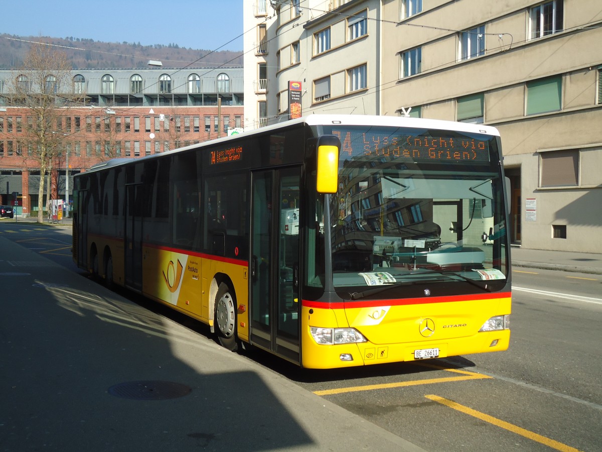 (132'782) - AVA Aarberg - Nr. 1/BE 26'611 - Mercedes am 9. Mrz 2011 in Biel, Bahnhofplatz