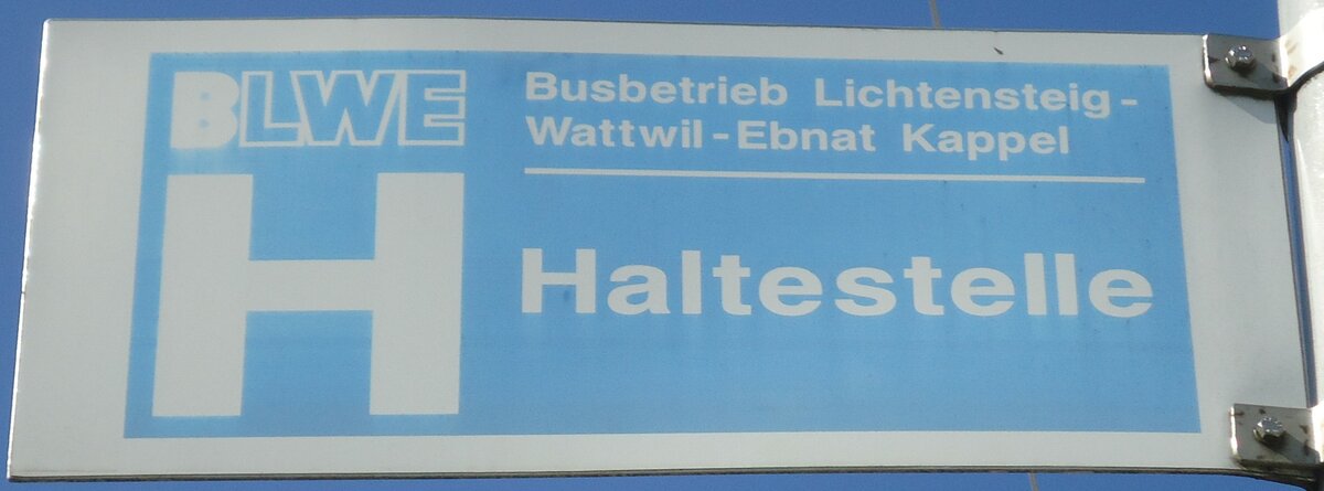 (133'159) - BLWE-Haltestellenschild - Wattwil, Bahnhof - am 23. Mrz 2011