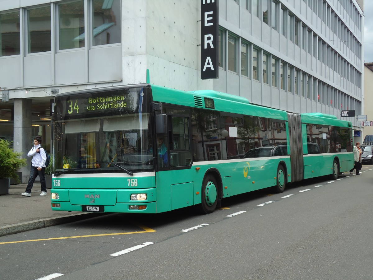 (133'726) - BVB Basel - Nr. 756/BS 3256 - MAN am 16. Mai 2011 in Basel, Claraplatz