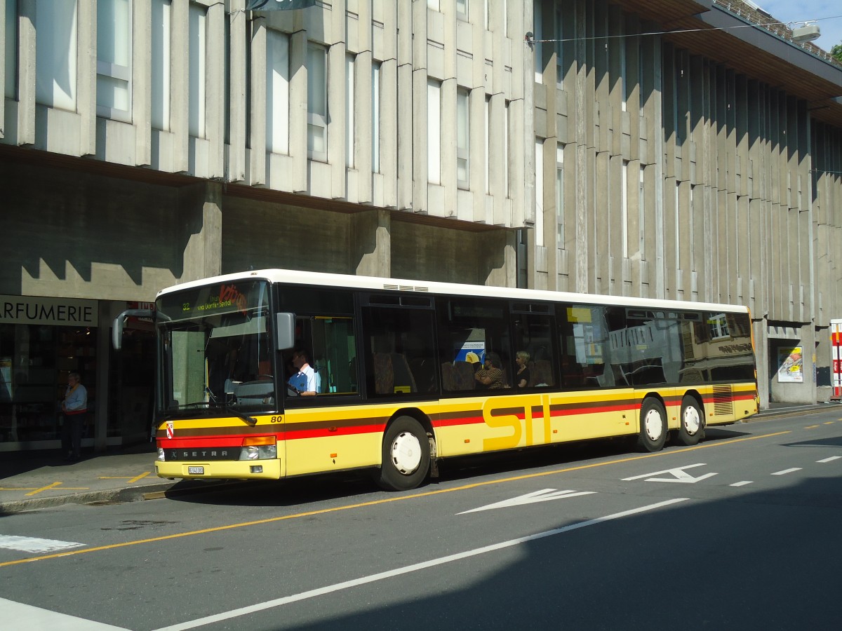 (134'828) - STI Thun - Nr. 80/BE 543'380 - Setra am 9. Juli 2011 in Thun, Marktgasse (prov. Haltestelle)