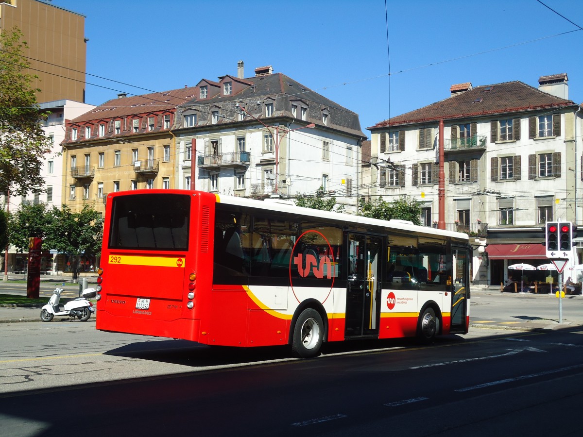 (134'956) - VR La Chaux-de-Fonds - Nr. 292/NE 113'292 - Volvo/Alfabuz am 11. Juli 2011 beim Bahnhof La Chaux-de-Fonds