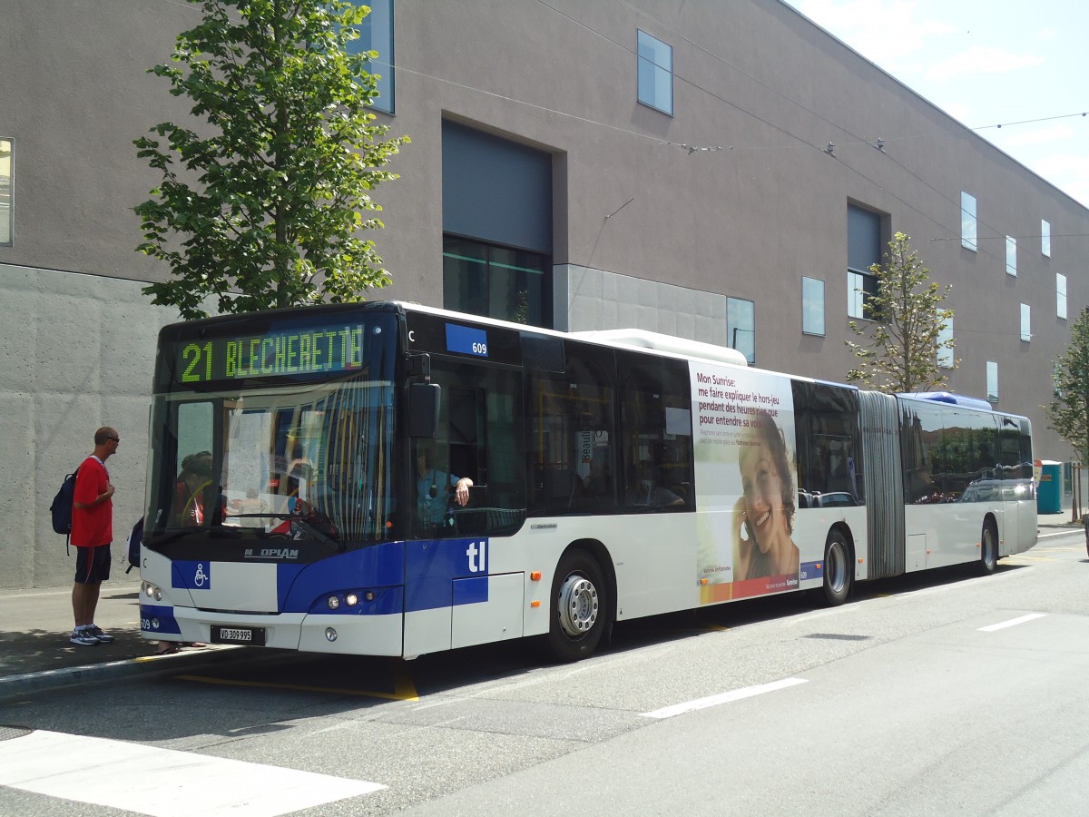 (135'058) - TL Lausanne - Nr. 609/VD 309'995 - Neoplan am 12. Juli 2011 in Lausanne, Beaulieu