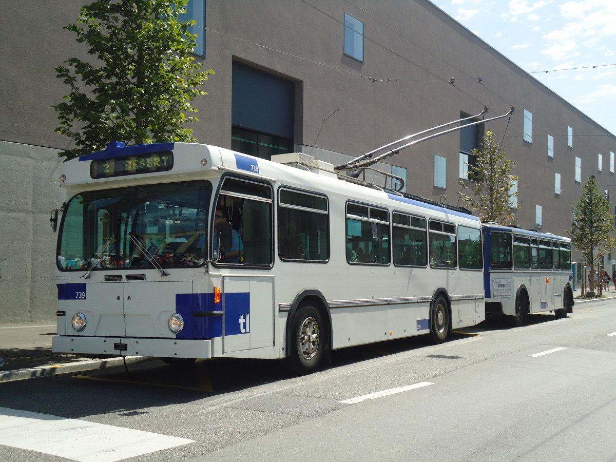 (135'060) - TL Lausanne - Nr. 739 - FBW/Hess Trolleybus am 12. Juli 2011 in Lausanne, Beaulieu