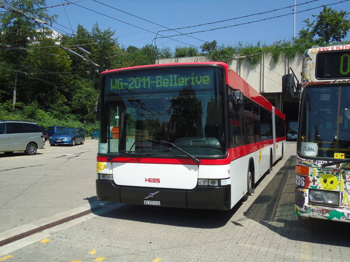 (135'082) - TL Lausanne (Steiner 14) - Nr. 646/VD 255'036 - Volvo/Hess (von Hess, Bellach) am 12. Juli 2011 in Lausanne, Dpt Borde