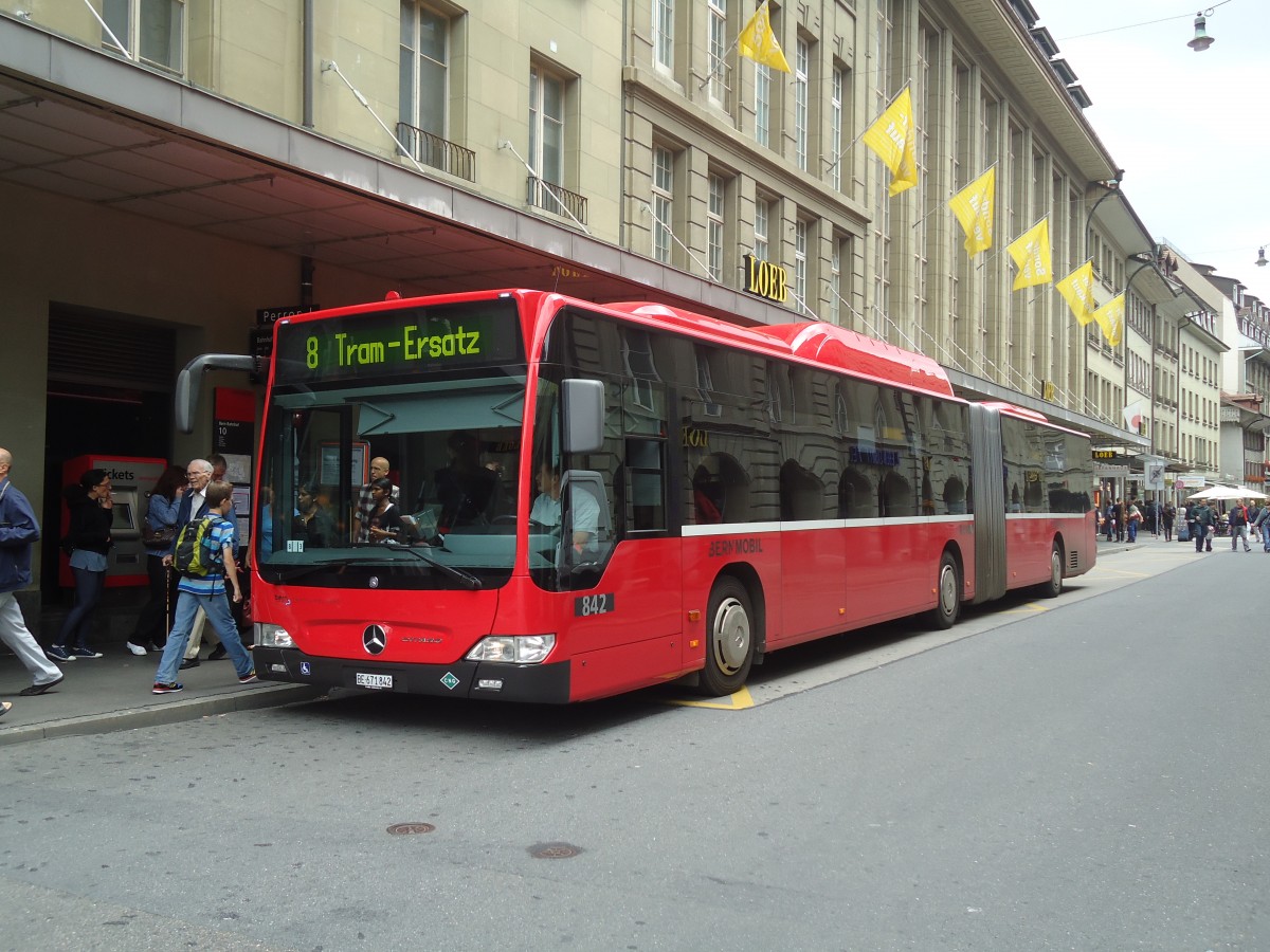 (135'154) - Bernmobil, Bern - Nr. 842/BE 671'842 - Mercedes am 14. Juli 2011 beim Bahnhof Bern