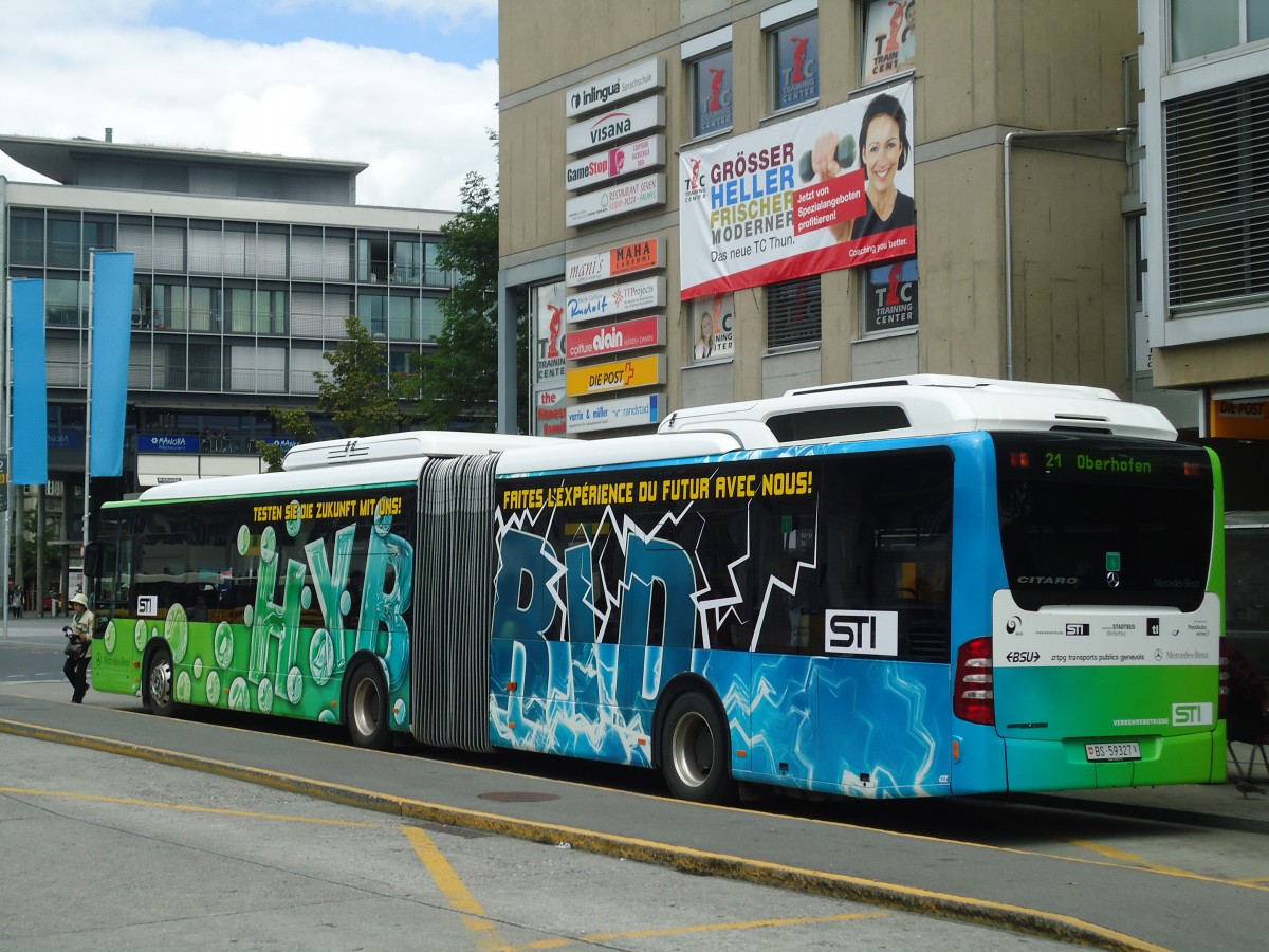 (135'195 - STI Thun (Testbus) - BS 59'327 - Mercedes am 22. Juli 2011 beim Bahnhof Thun