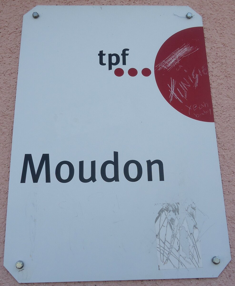 (135'559) - tpf-Haltestellenschild, Moudon, Moudon - am 20. August 2011