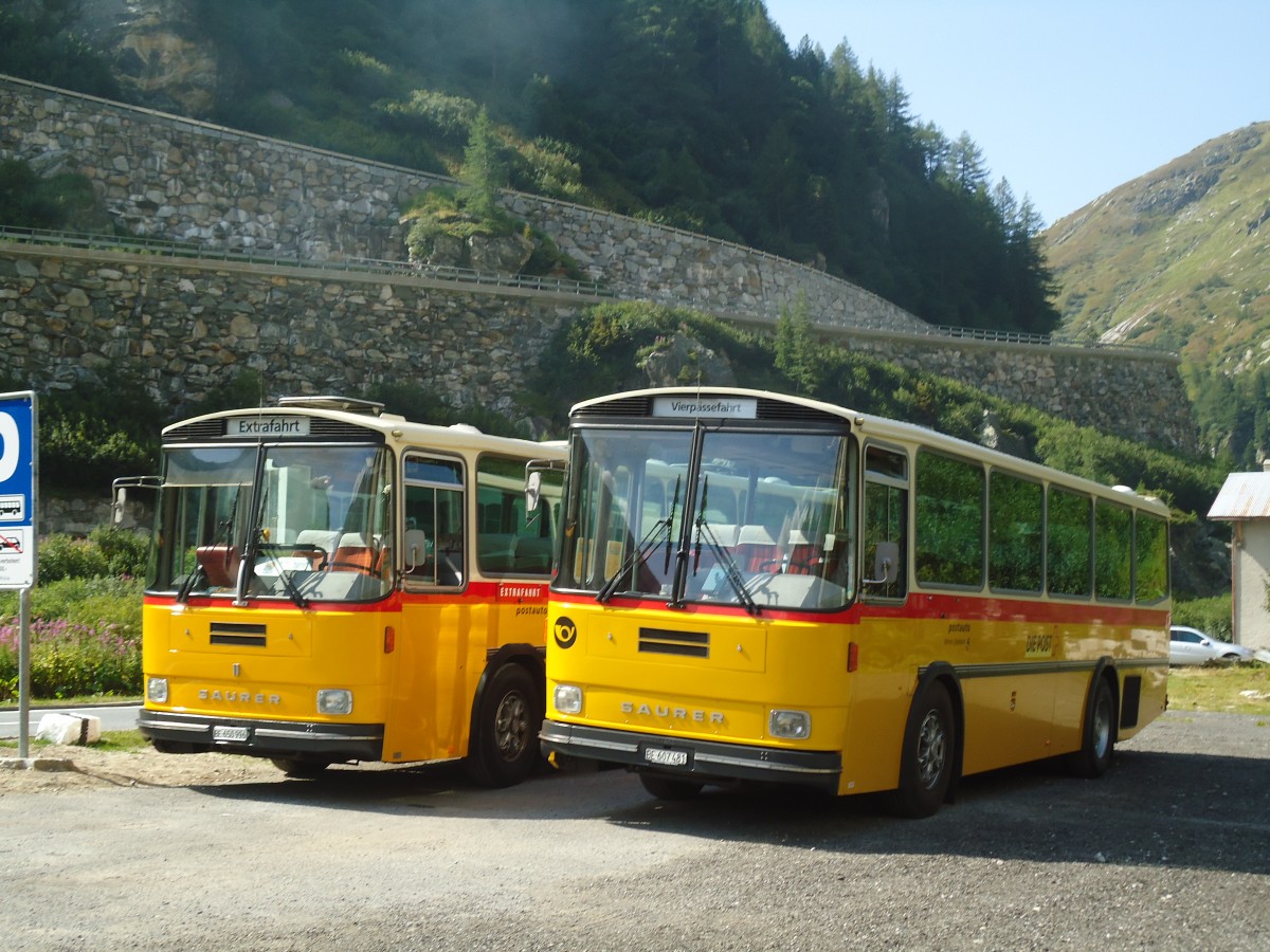 (135'691) - AVG Meiringen - Nr. 74/BE 607'481 - Saurer/R&J (ex P 24'357) am 21. August 2011 in Gletsch, Post