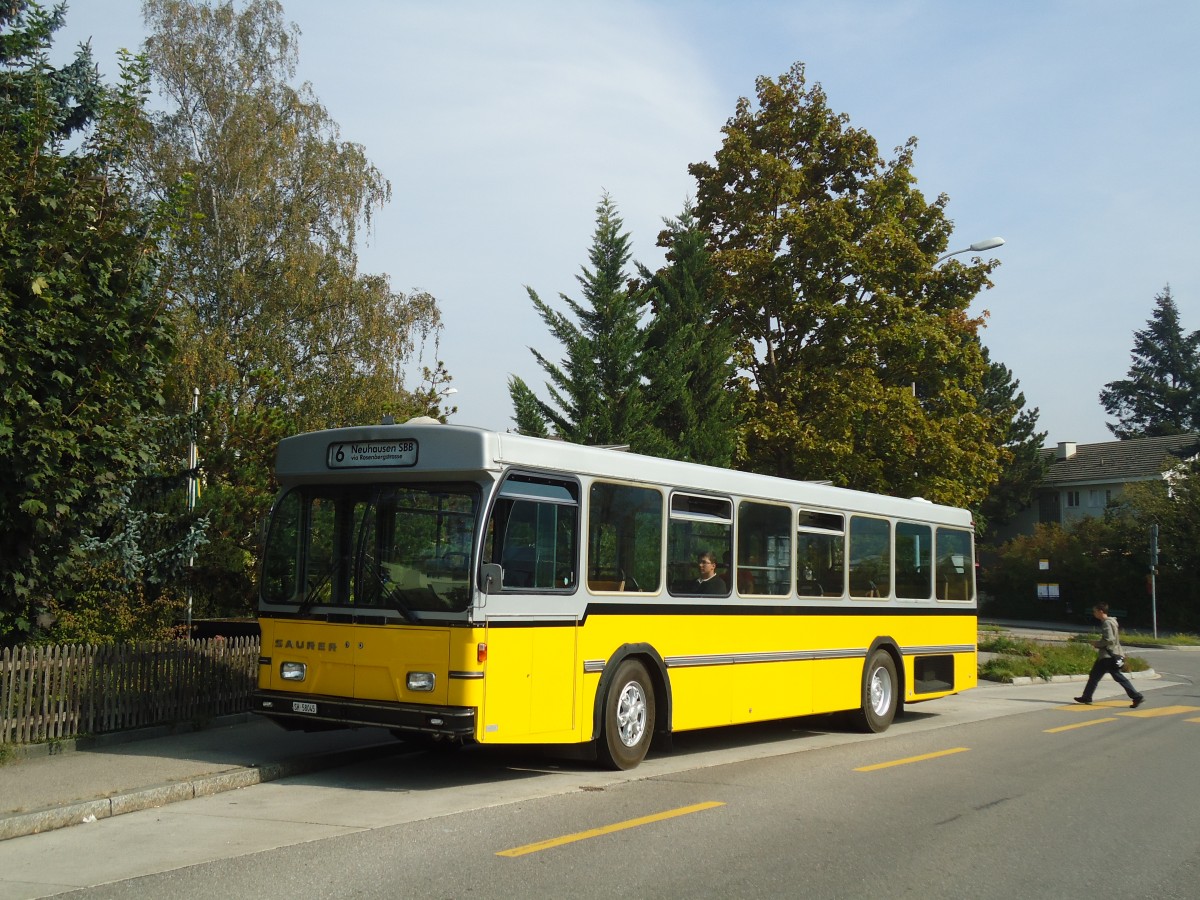 (136'110) - Wanner, Schleitheim - SH 58'045 - Saurer/Hess (ex Ruklic, Schaffhausen; ex VBSH Schaffhausen Nr. 40; ex VBSH Schaffhausen Nr. 19) am 25. September 2011 in Schaffhausen, Falkeneck