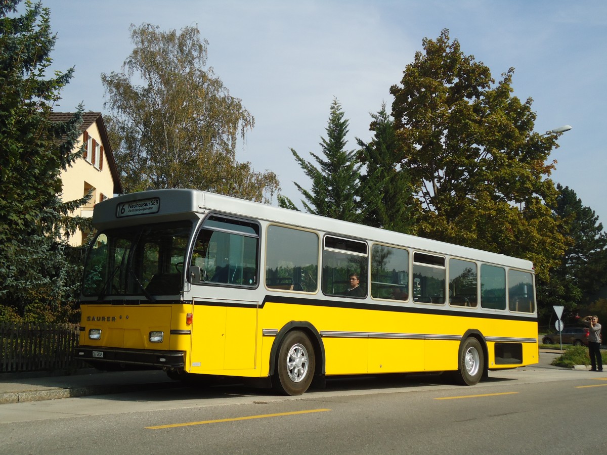 (136'111) - Wanner, Schleitheim - SH 58'045 - Saurer/Hess (ex Ruklic, Schaffhausen; ex VBSH Schaffhausen Nr. 40; ex VBSH Schaffhausen Nr. 19) am 25. September 2011 in Schaffhausen, Falkeneck