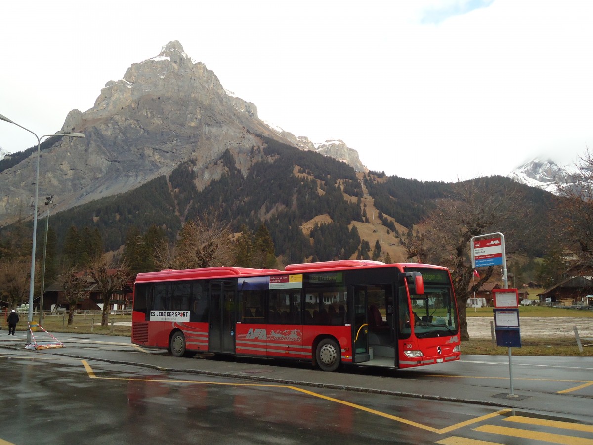 (137'094) - AFA Adelboden - Nr. 28/BE 43'089 - Mercedes am 4. Dezember 2011 beim Bahnhof Kandersteg