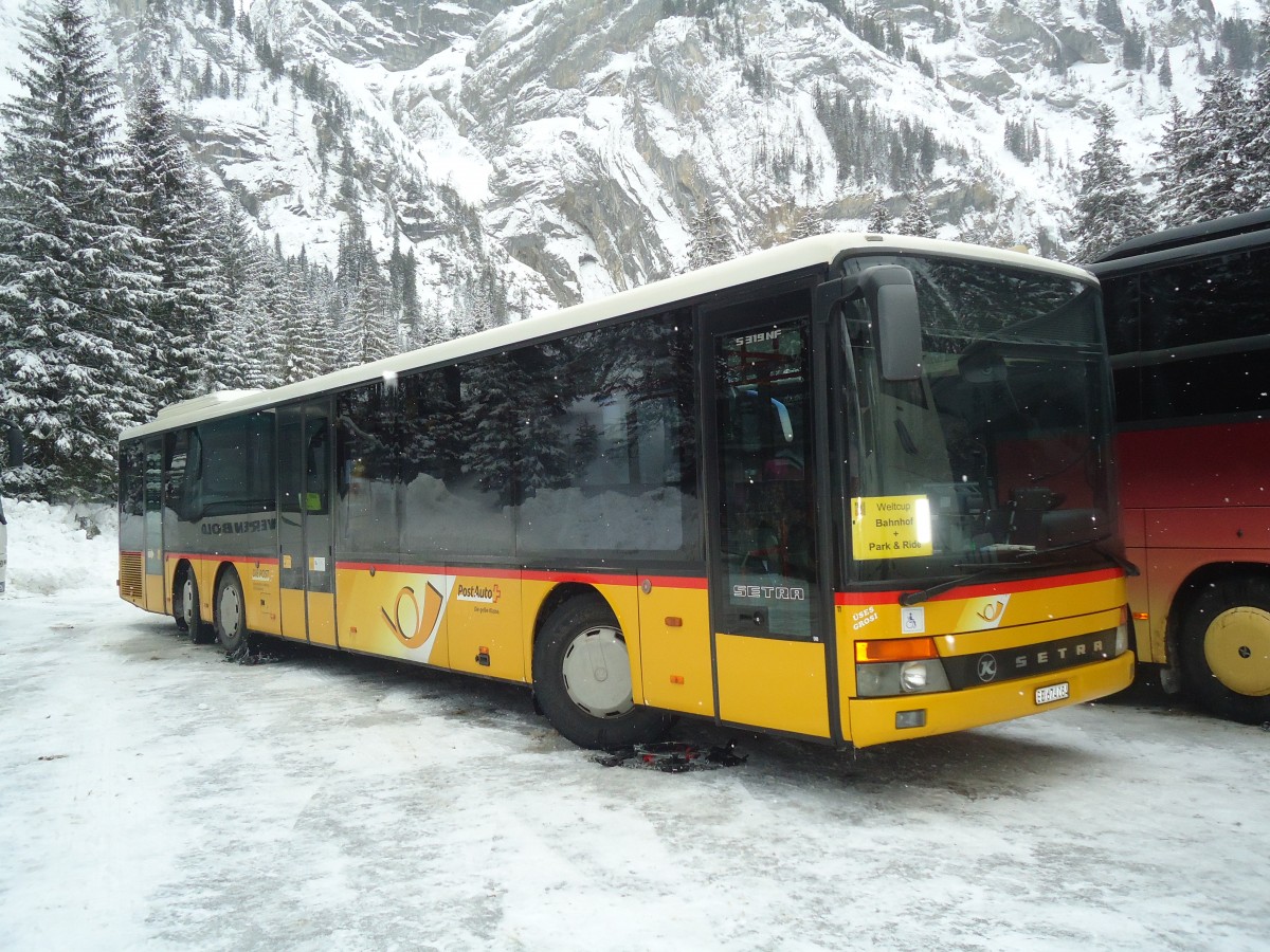 (137'498) - AVA Aarberg - Nr. 11/BE 674'084 - Setra (ex Nr. 3) am 7. Januar 2012 in Adelboden, Unter dem Birg