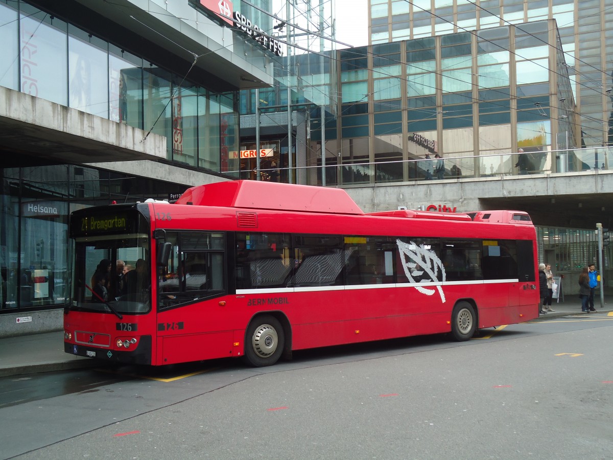 (137'565) - Bernmobil, Bern - Nr. 126/BE 624'126 - Volvo am 9. Januar 2012 beim Bahnhof Bern