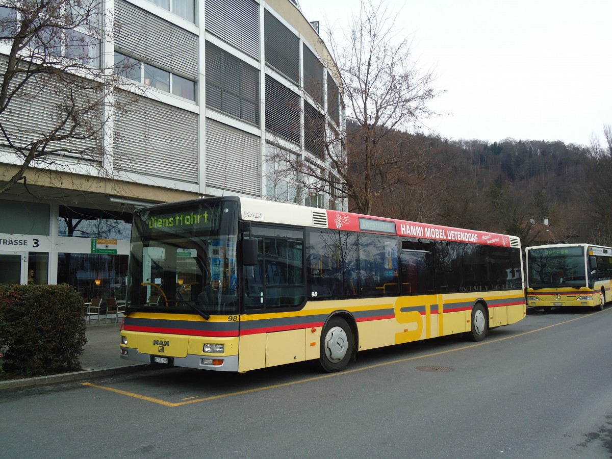 (137'584) - STI Thun - Nr. 98/BE 577'098 - MAN am 9. Januar 2012 bei der Schifflndte Thun