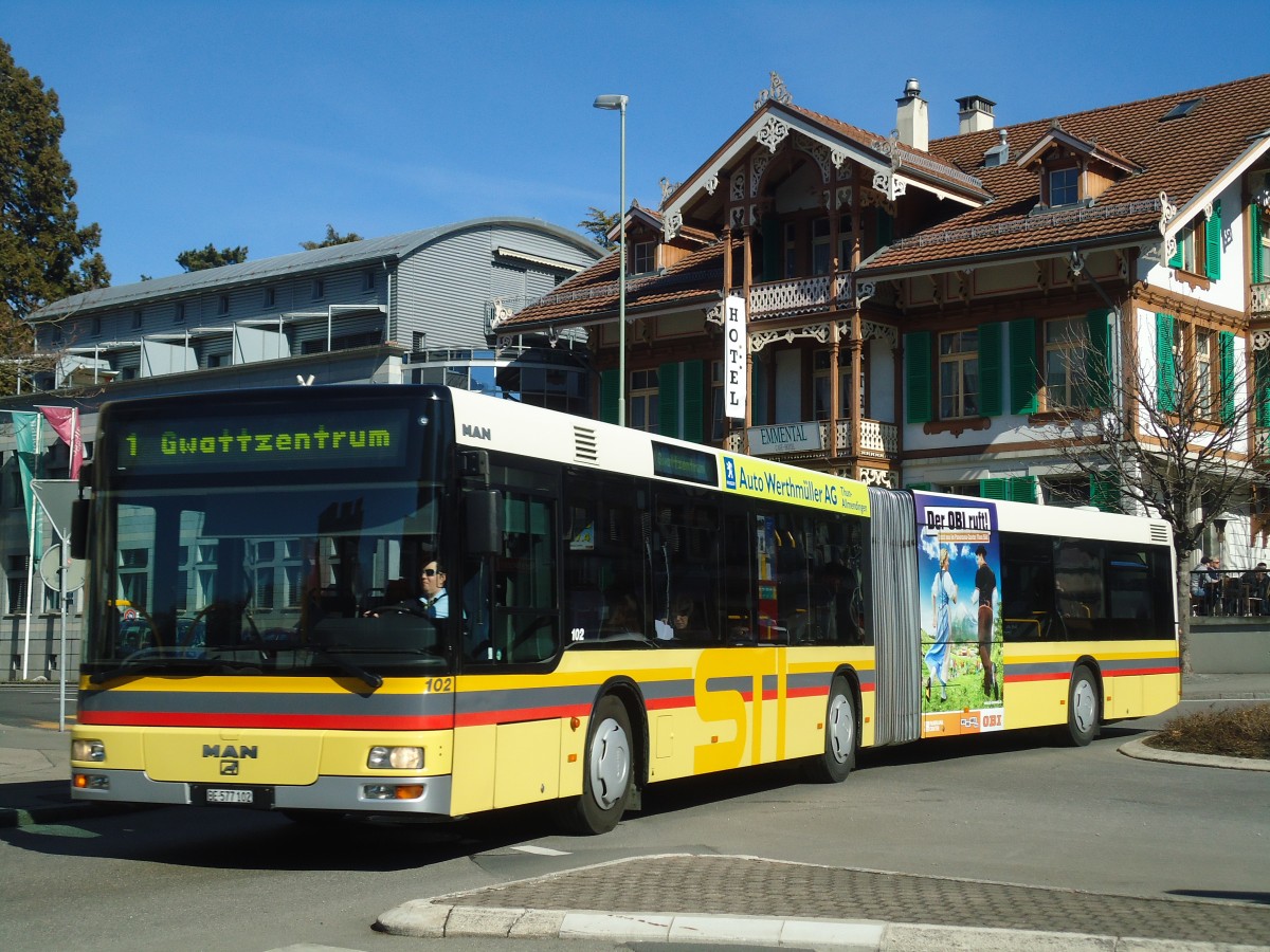 (137'835) - STI Thun - Nr. 102/BE 577'102 - MAN am 29. Februar 2012 in Thun, Berntor