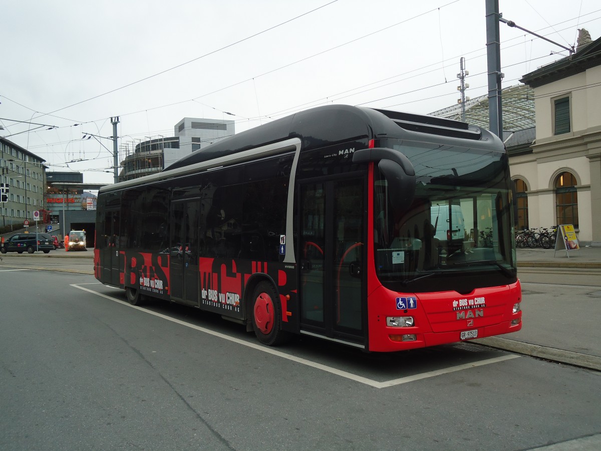 (137'859) - SBC Chur - Nr. 13/GR 97'513 - MAN am 5. Mrz 2012 beim Bahnhof Chur