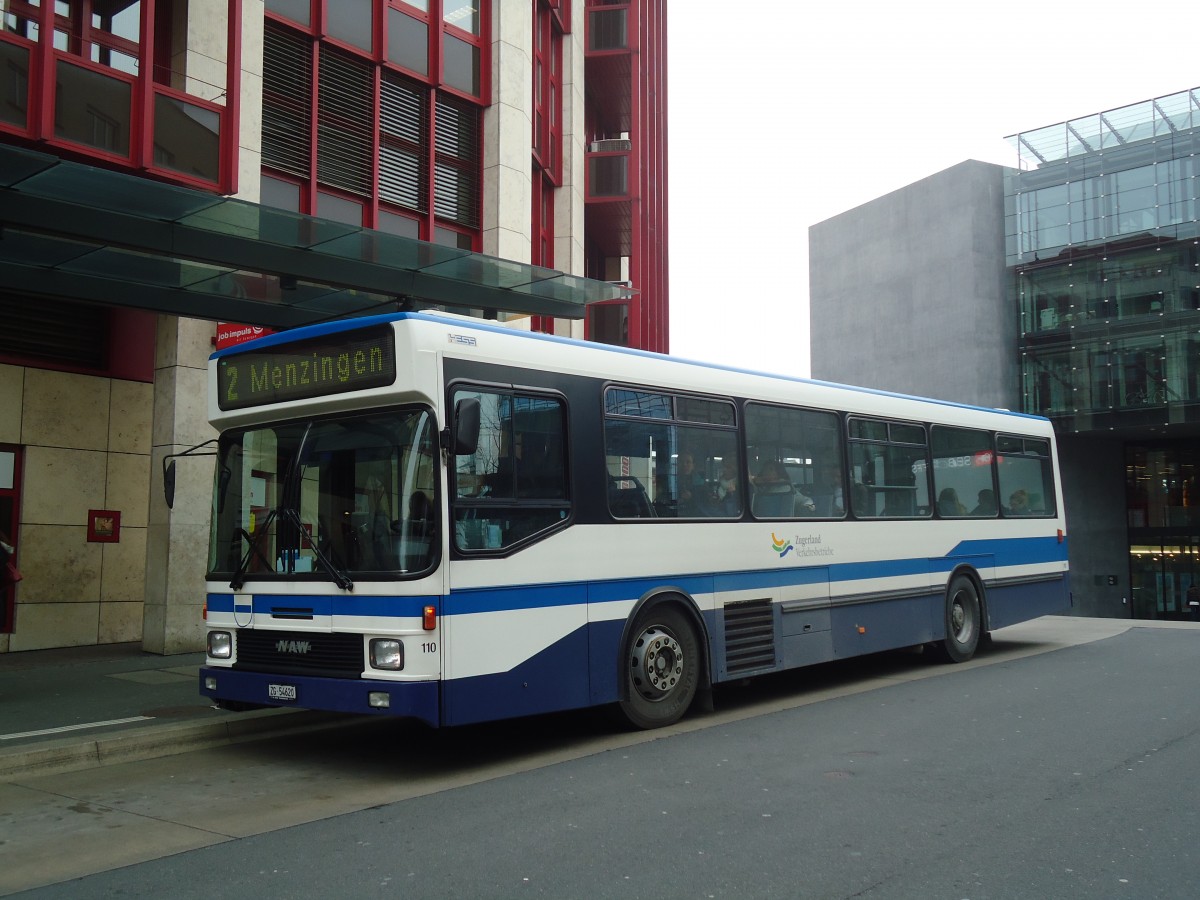 (137'965) - ZVB Zug - Nr. 110/ZG 54'620 - NAW/Hess (ex Nr. 100) am 6. Mrz 2012 beim Bahnhof Zug