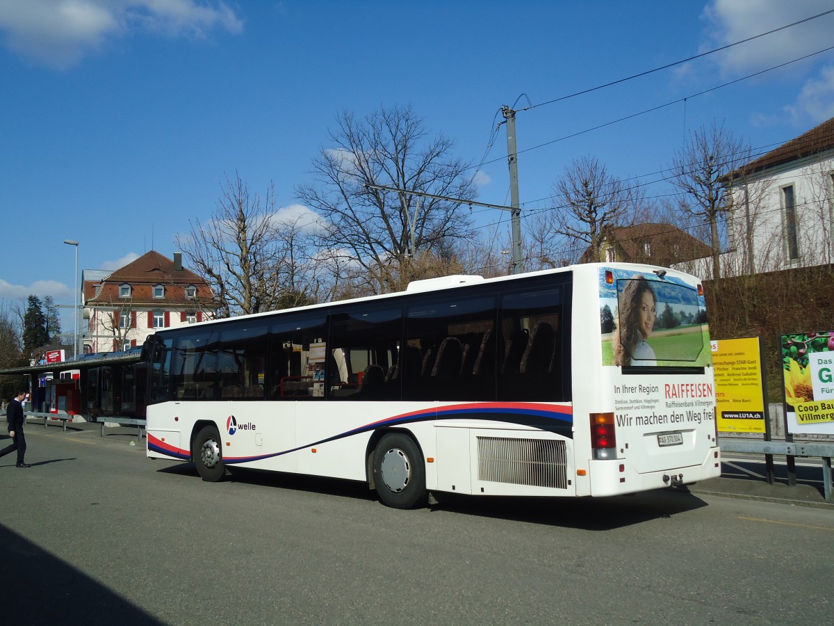 (138'073) - Limmat Bus, Dietikon - AG 370'304 - Volvo (ex BDWM Bremgarten Nr. 4; ex Tschannen, Zofingen Nr. 13) am 6. Mrz 2012 beim Bahnhof Wohlen