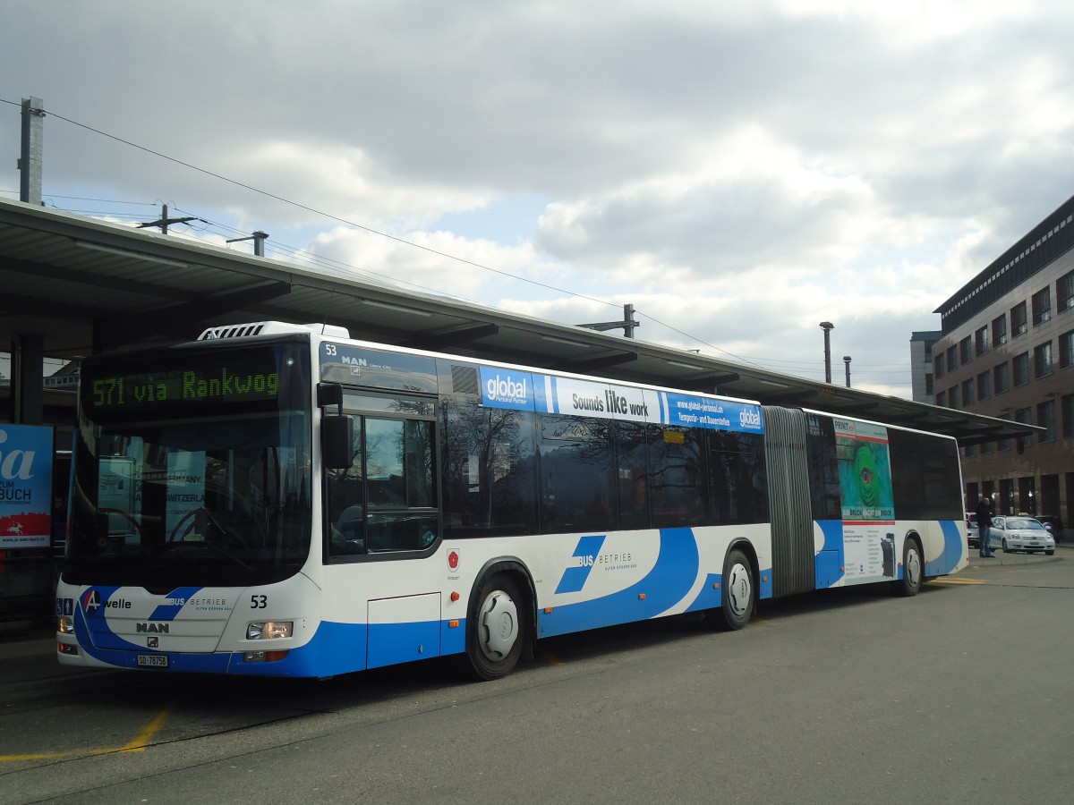 (138'112) - BOGG Wangen b.O. - Nr. 53/SO 78'758 - MAN am 6. Mrz 2012 beim Bahnhof Olten