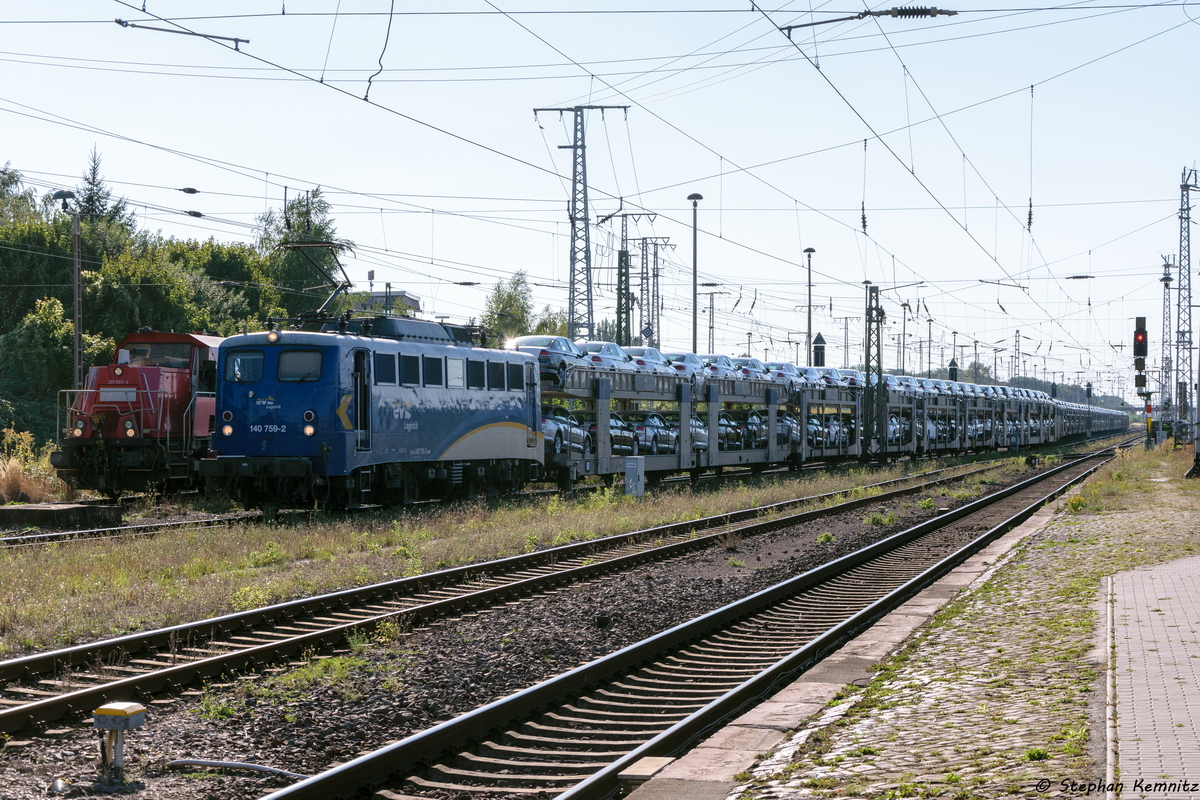 140 759-2 evb logistik mit dem BLG-Zug DGS 69131 von Emden Rbf nach Falkenberg(Elster) in Stendal. 15.09.2016