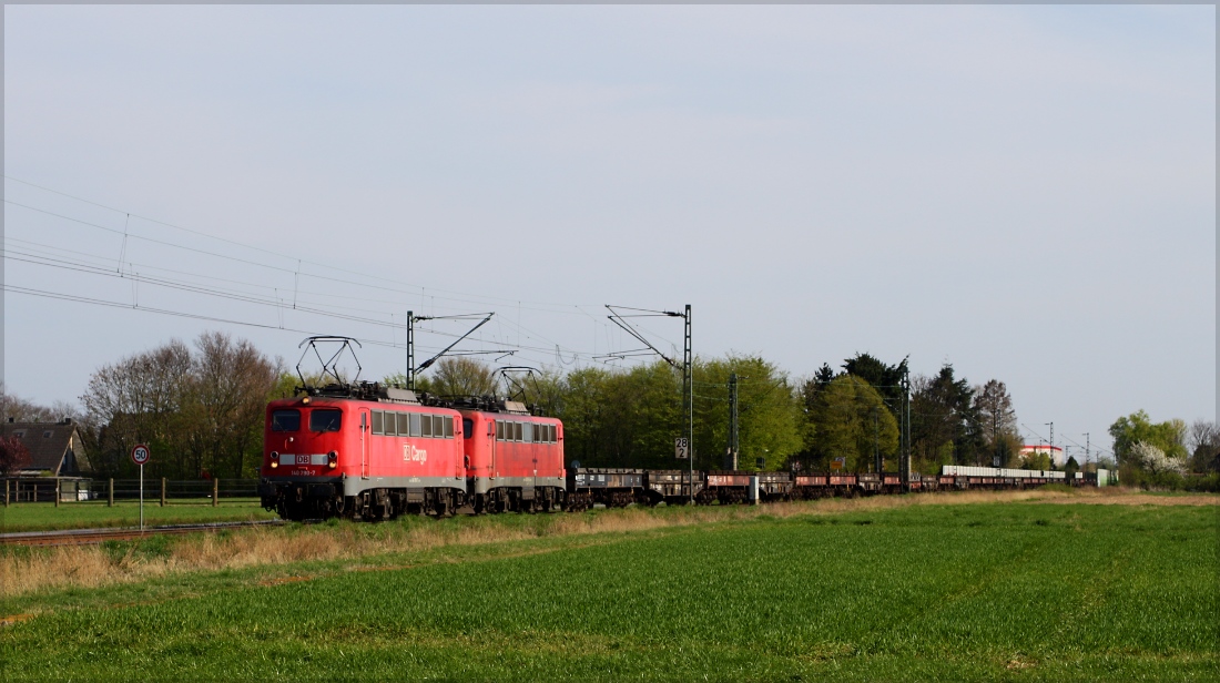 140 790 und 140 861 mit leerem Coilzug in Richtung Norden am 29.03.14 bei Neuss Norf