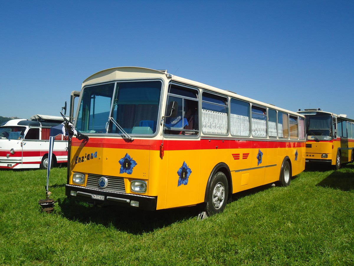 (141'162) - Ghwiler, Birmensdorf - ZH 311'638 - Saurer/Tscher (ex AVG Grindelwald Nr. 12; ex Steiger, Schlatt) am 18. August 2012 in Affeltrangen, Kreuzegg