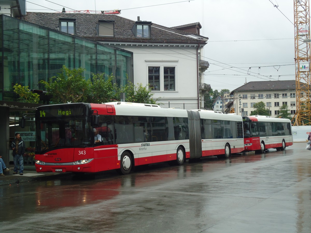 (141'504) - SW Winterthur - Nr. 343/ZH 745'343 - Solaris am 12. September 2012 beim Hauptbahnhof Winterthur