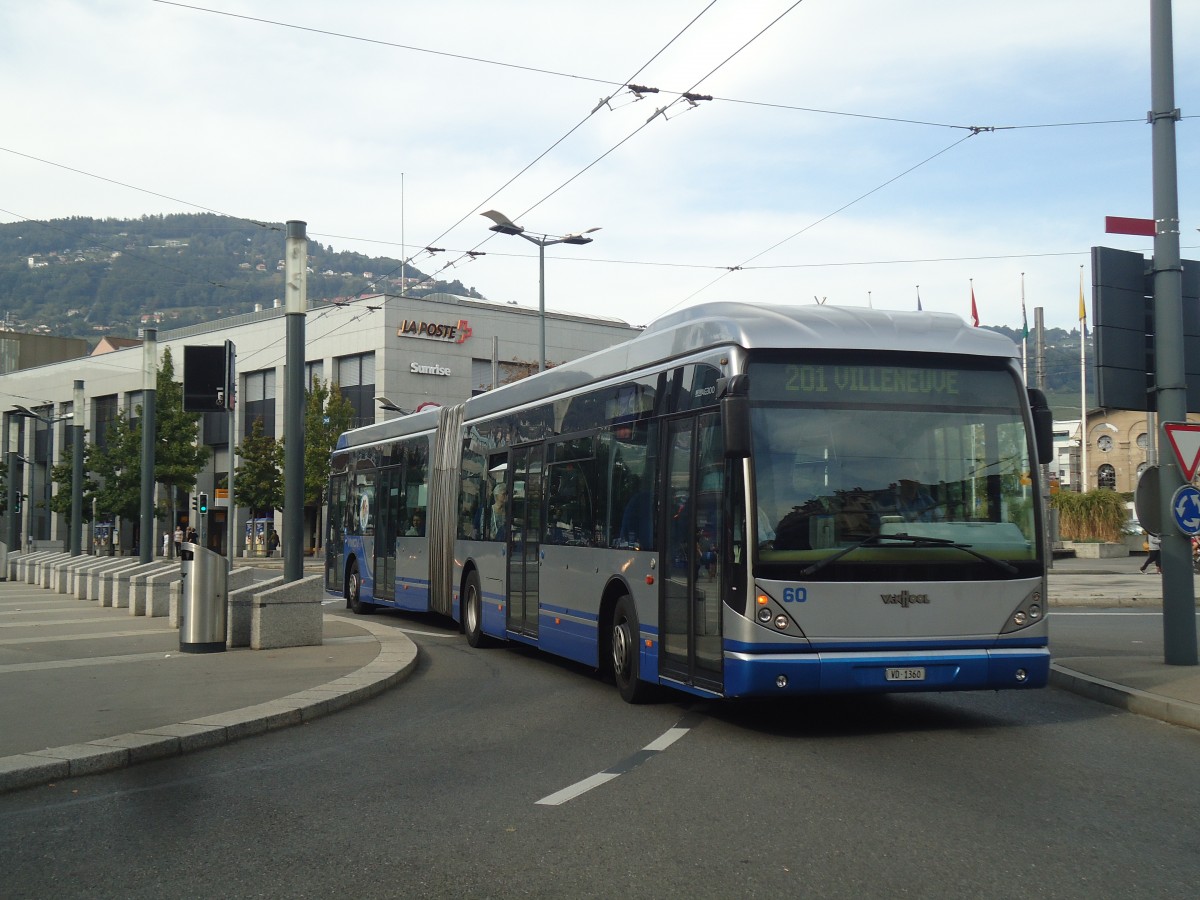 (141'847) - VMCV Clarens - Nr. 60/VD 1360 - Van Hool am 23. September 2012 beim Bahnhof Vevey