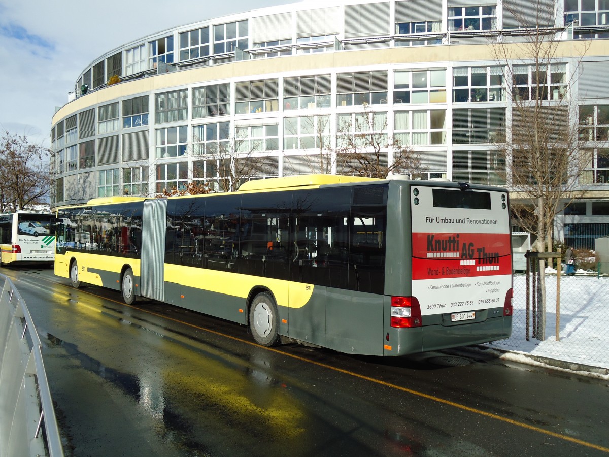 (142'434) - STI Thun - Nr. 144/BE 801'144 - MAN am 10. Dezember 2012 bei der Schifflndte Thun