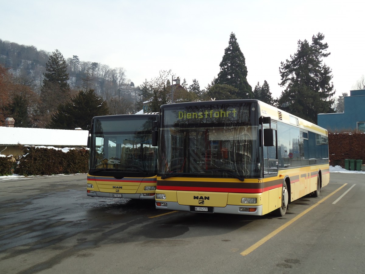 (142'511) - STI Thun - Nr. 77/BE 274'177 - MAN am 14. Dezember 2012 bei der Schifflndte Thun