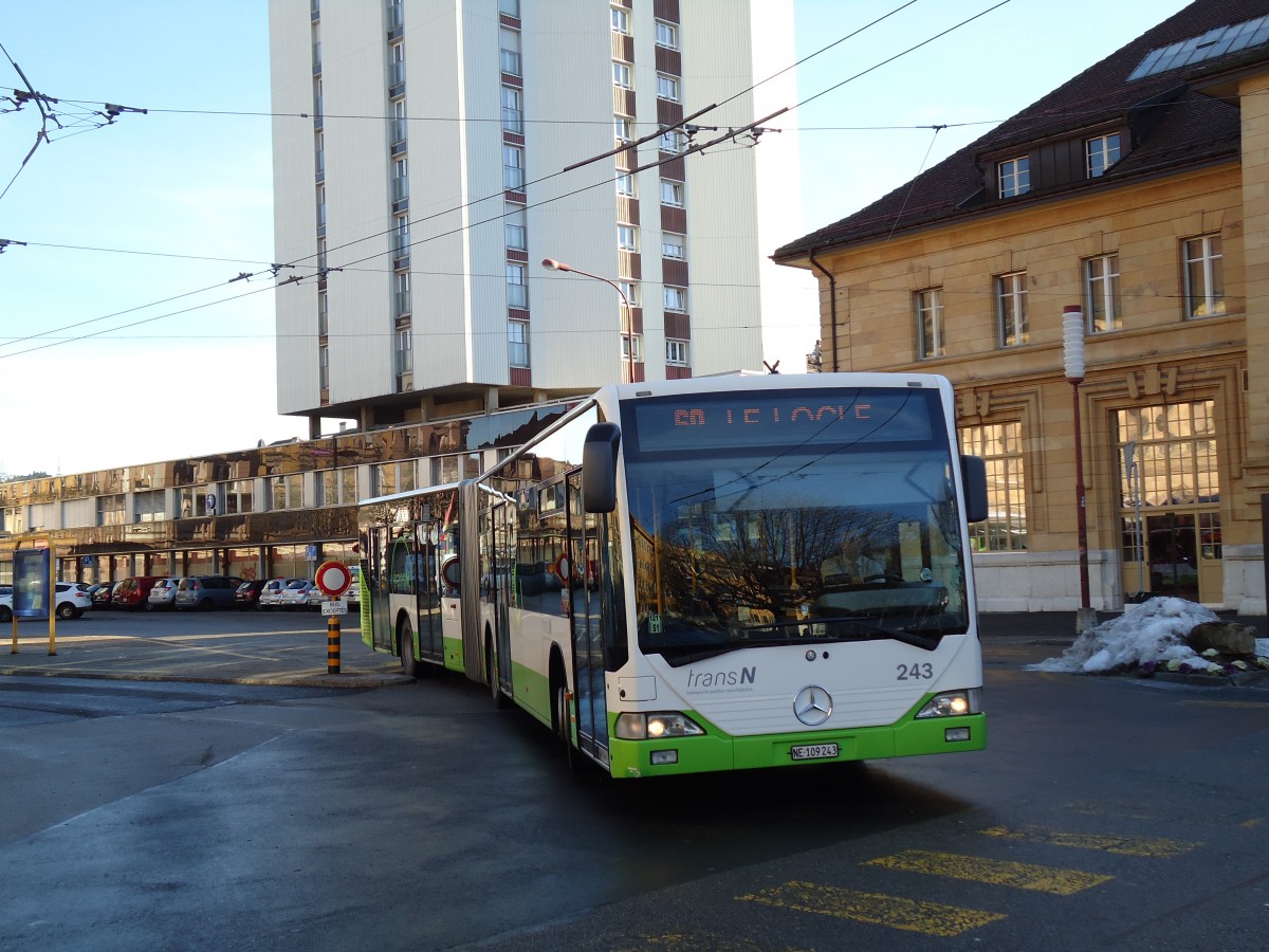 (142'758) - transN, La Chaux-de-Fonds - Nr. 243/NE 109'243 - Mercedes (ex TC La Chaux-de-Fonds Nr. 243) am 29. Dezember 2012 beim Bahnhof La Chaux-de-Fonds