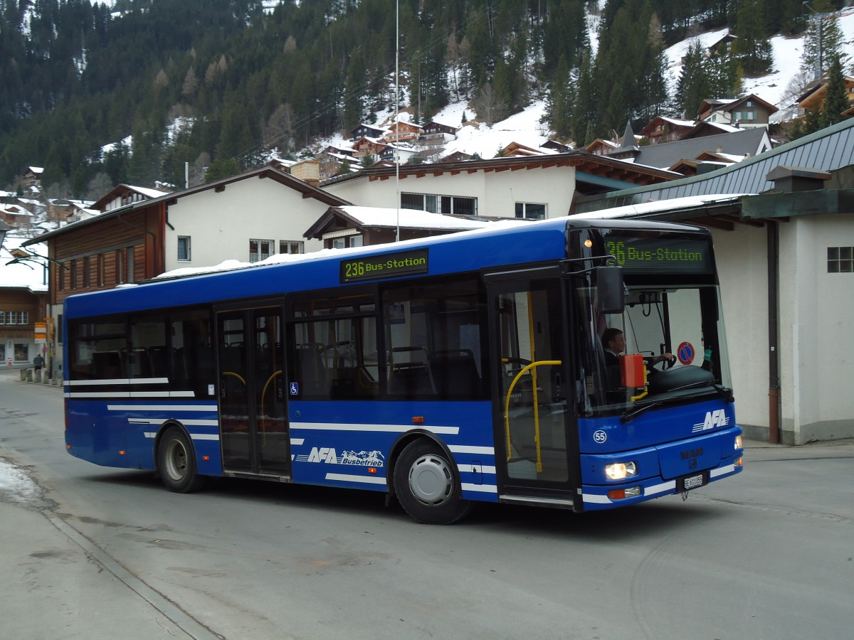 (142'873) - AFA Adelboden - Nr. 55/BE 611'055 - MAN/Gppel am 1. Januar 2013 beim Autobahnhof Adelboden