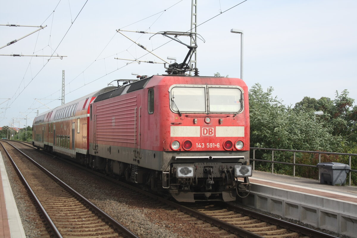 143 591 im Bahnhof Delitzsch ob Bf am 23.9.21