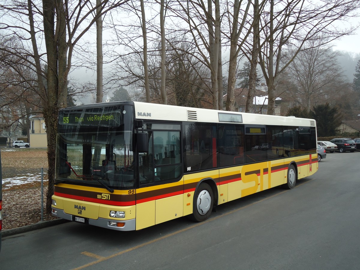 (143'443) - STI Thun - Nr. 95/BE 572'095 - MAN am 4. Mrz 2013 bei der Schifflndte Thun