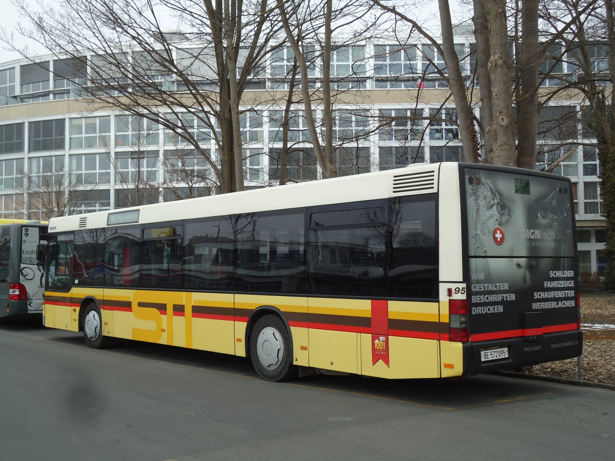 (143'444) - STI Thun - Nr. 95/BE 572'095 - MAN am 4. Mrz 2013 bei der Schifflndte Thun