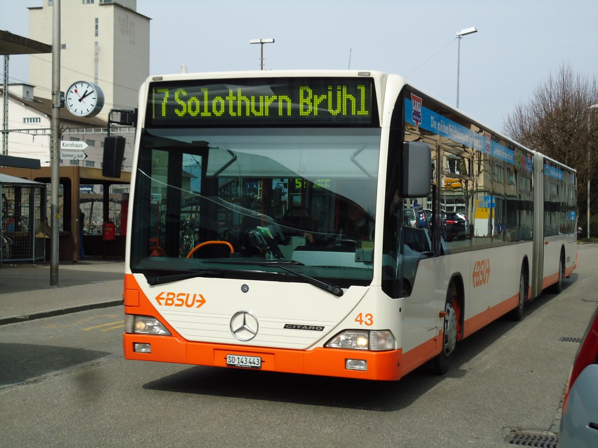 (143'492) - BSU Solothurn - Nr. 43/SO 143'443 - Mercedes am 16. Mrz 2013 beim Bahnhof Herzogenbuchsee