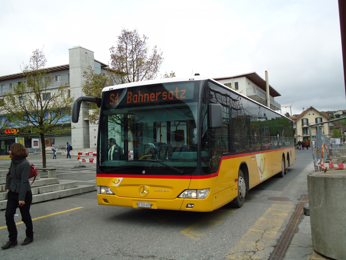 (143'922) - Engeloch, Riggisberg - Nr. 12/BE 520'405 - Mercedes (ex PostAuto Bern) am 28. April 2013 beim Bahnhof Uetendorf