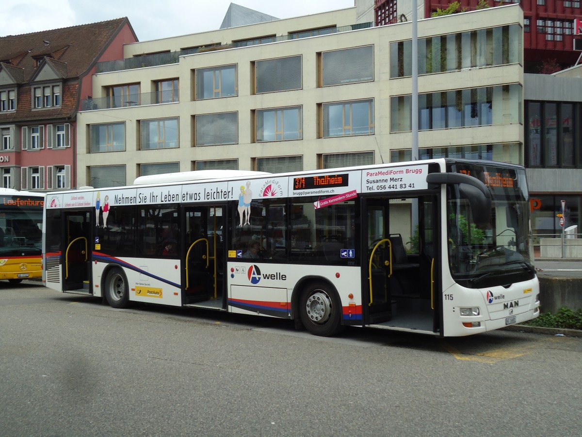 (143'975) - Voegtlin-Meyer, Brugg - Nr. 115/AG 14'681 - MAN am 9. Mai 2013 beim Bahnhof Brugg