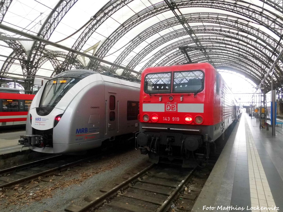 1440 201 der MRB und 143 919 im Dresdener Hbf am 2.7.16