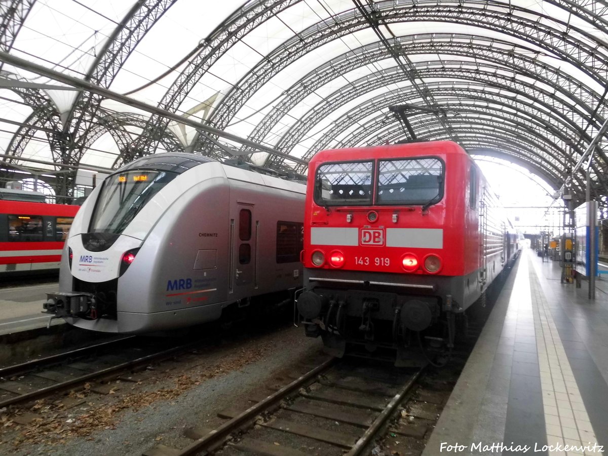 1440 201 der MRB und 143 919 im Dresdener Hbf am 2.7.16